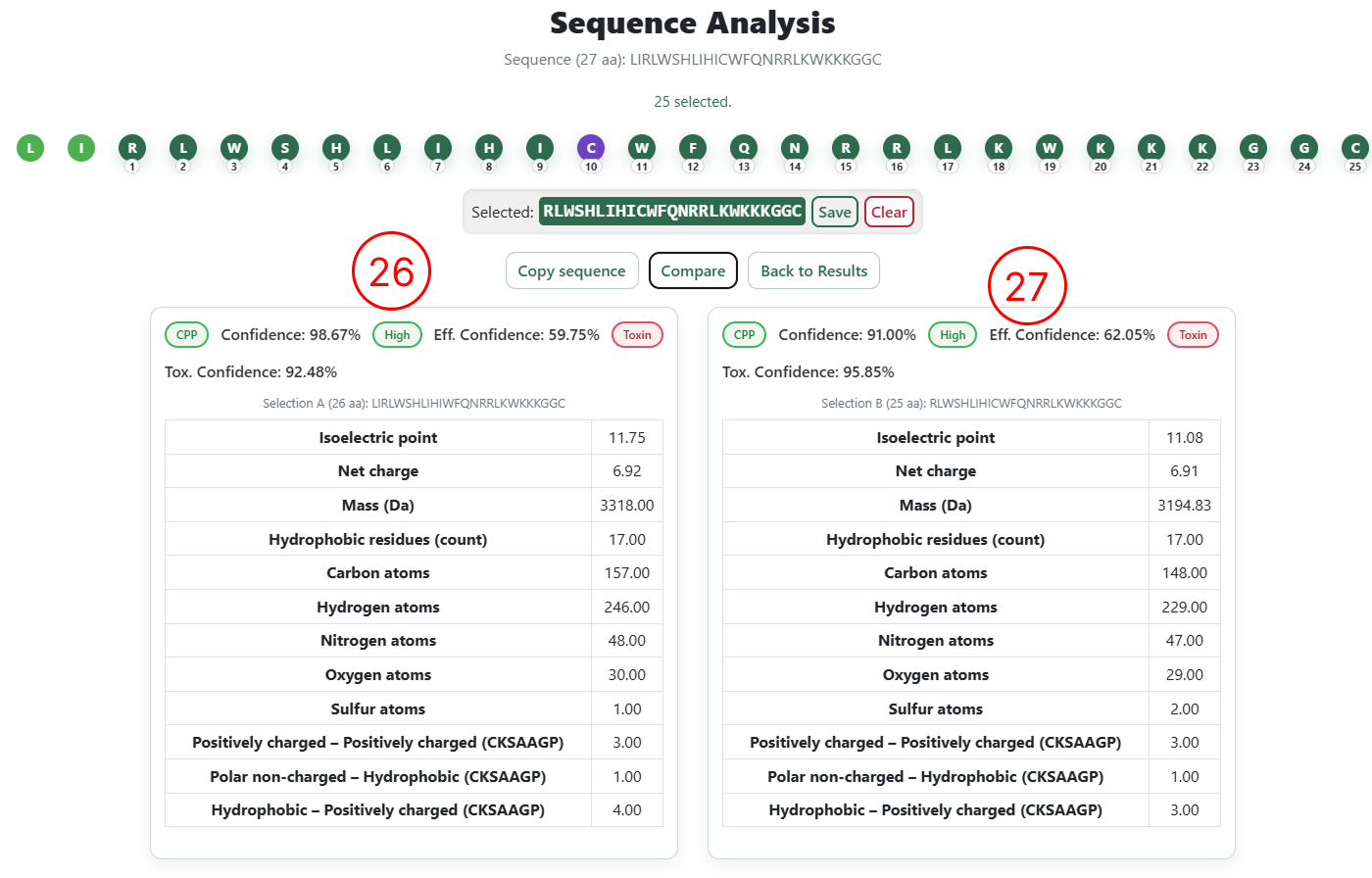 Side-by-side sequence comparison